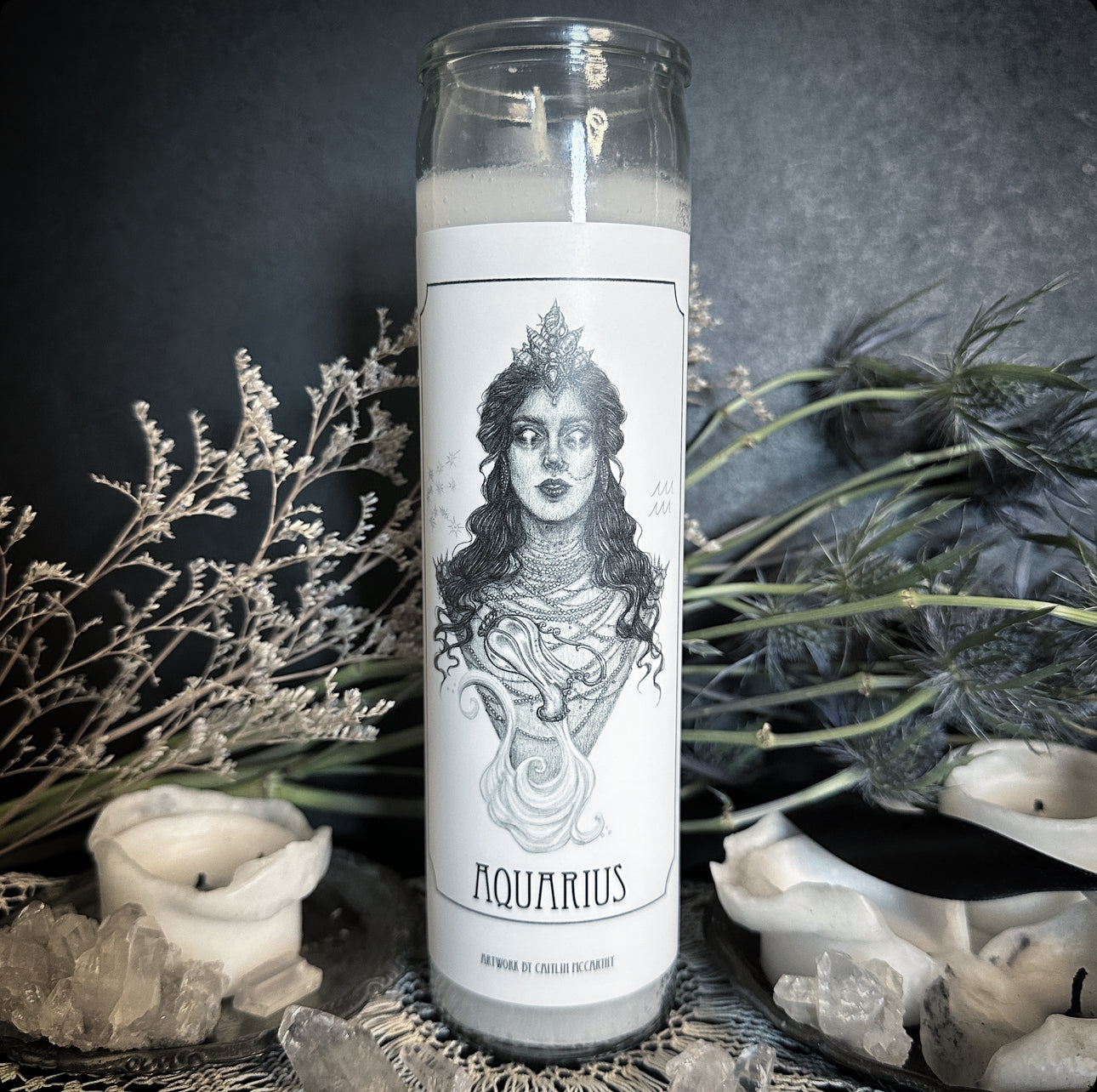 Aquarius Devotional Candle Sticker - 3x6” High Quality Vinyl Sticker