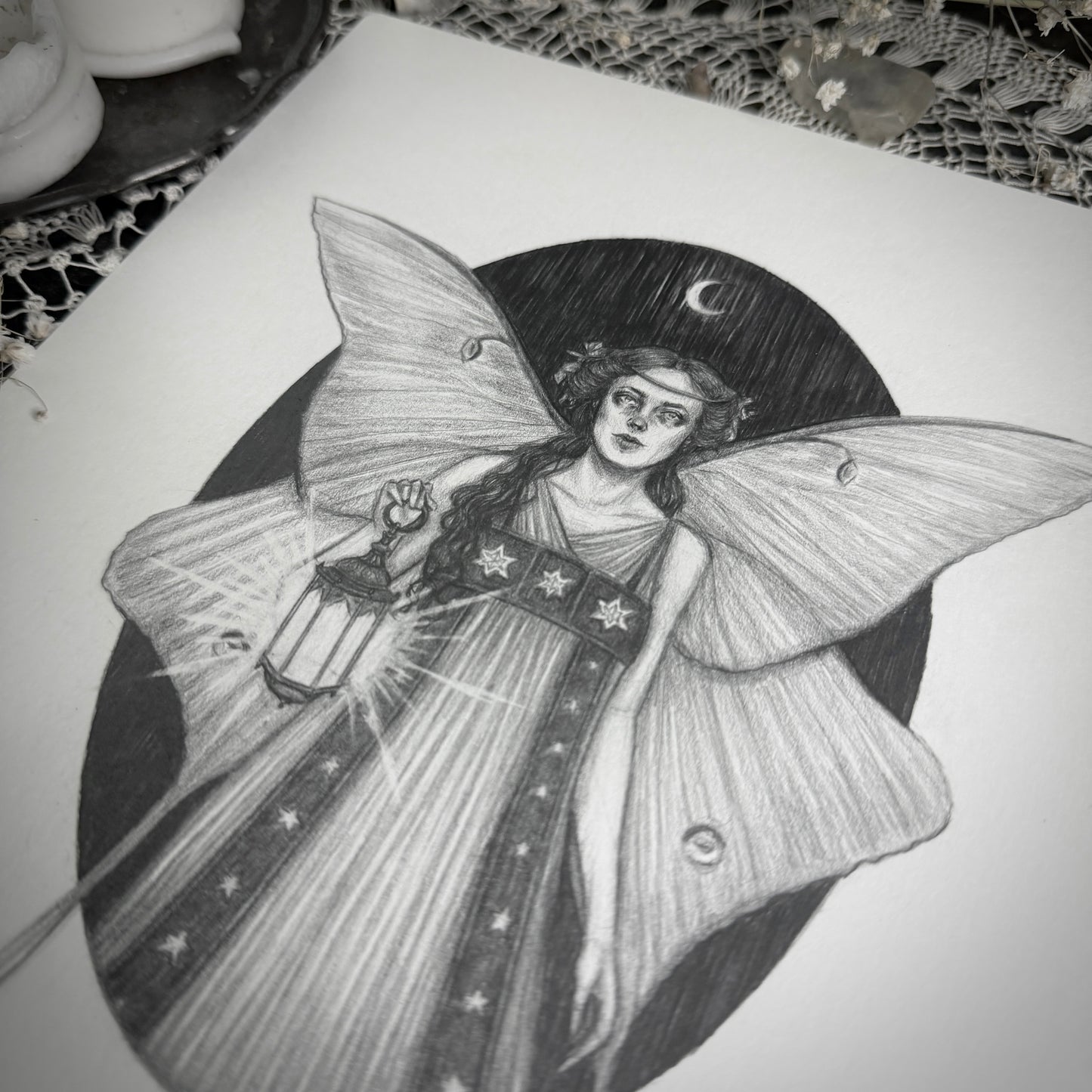 Guiding Light - Original Graphite Drawing by Caitlin McCarthy
