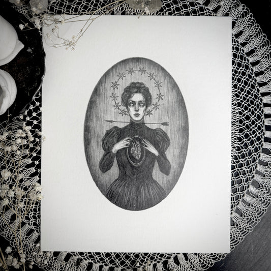 The Martyr - Original Graphite Drawing by Caitlin McCarthy
