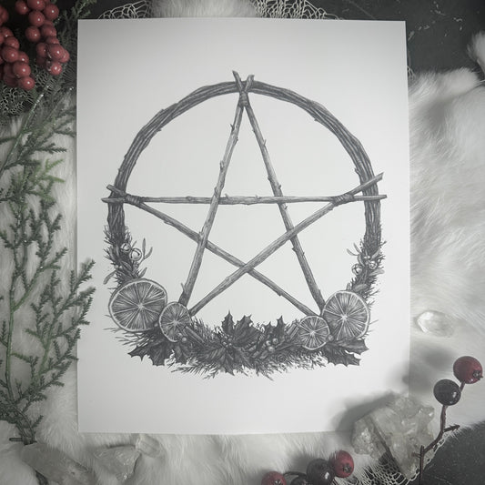 Yule Winter Pentacle Wreath