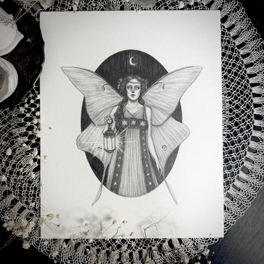 Guiding Light - Original Graphite Drawing by Caitlin McCarthy