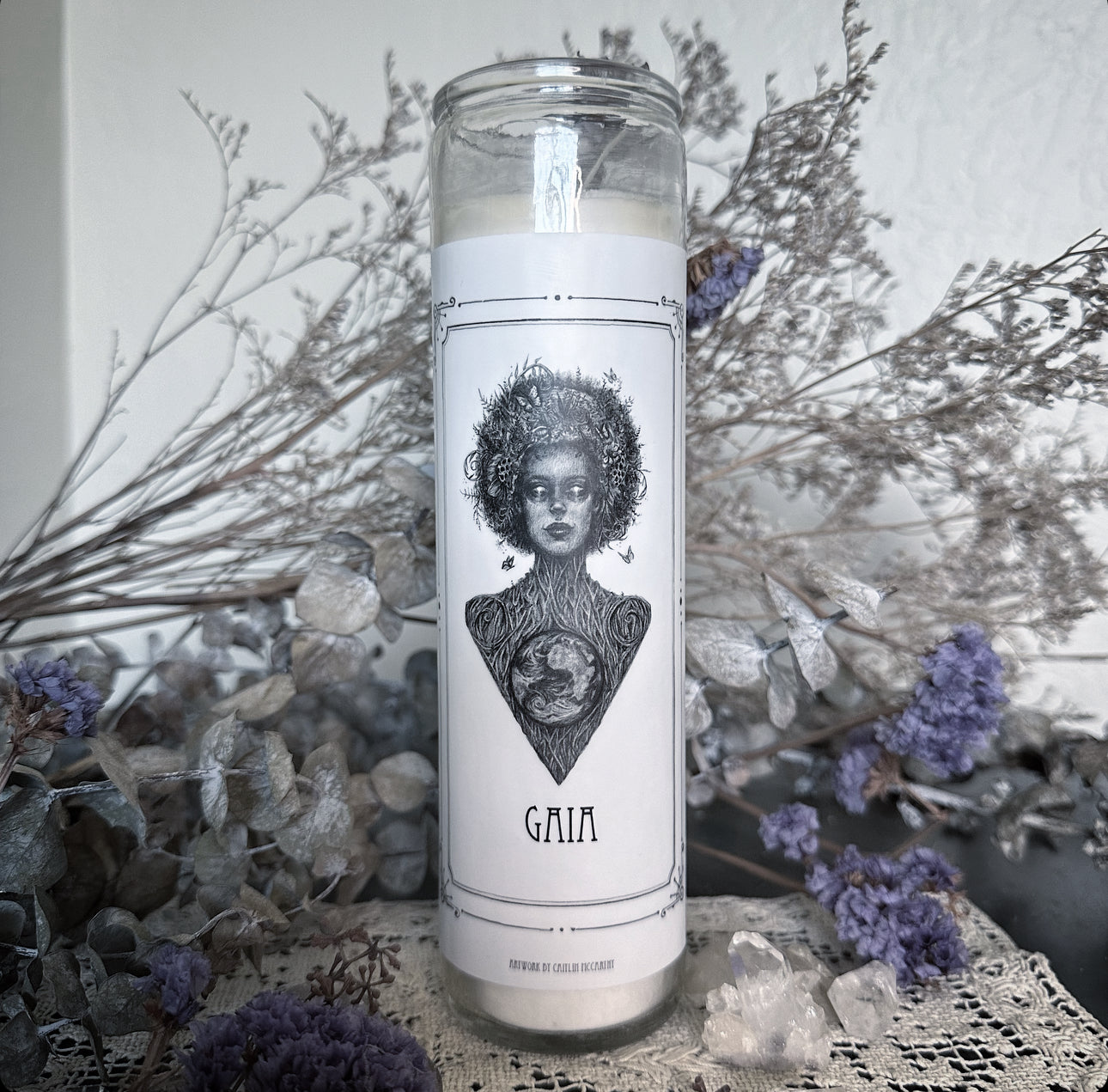 Gaia Devotional Candle Sticker - 3x6” High Quality Vinyl Sticker