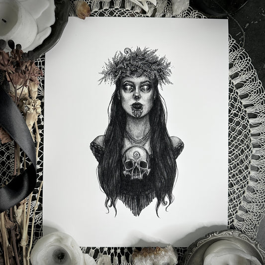 Hine-Nui-Te-Pō - Fine Art Print - Māori Goddess of Night & Death