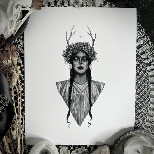 Deer Woman - Fine Art Print - Native American Protective Spirit