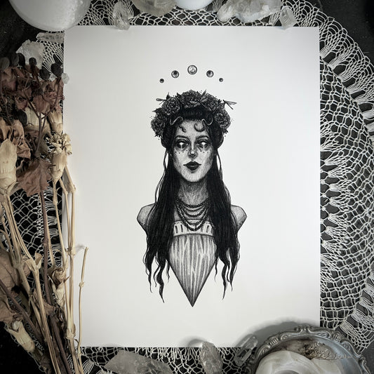 Ixchel - Fine Art Print Mayan Goddess of the Moon, Medicine, Weaving, & Fertility