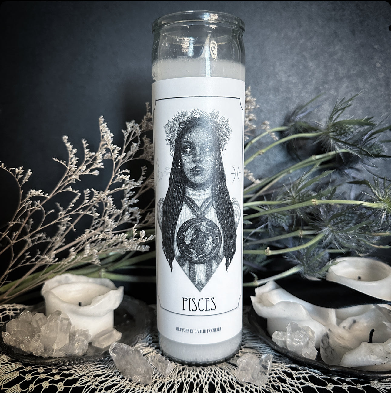 Pisces Devotional Candle Sticker - 3x6” High Quality Vinyl Sticker