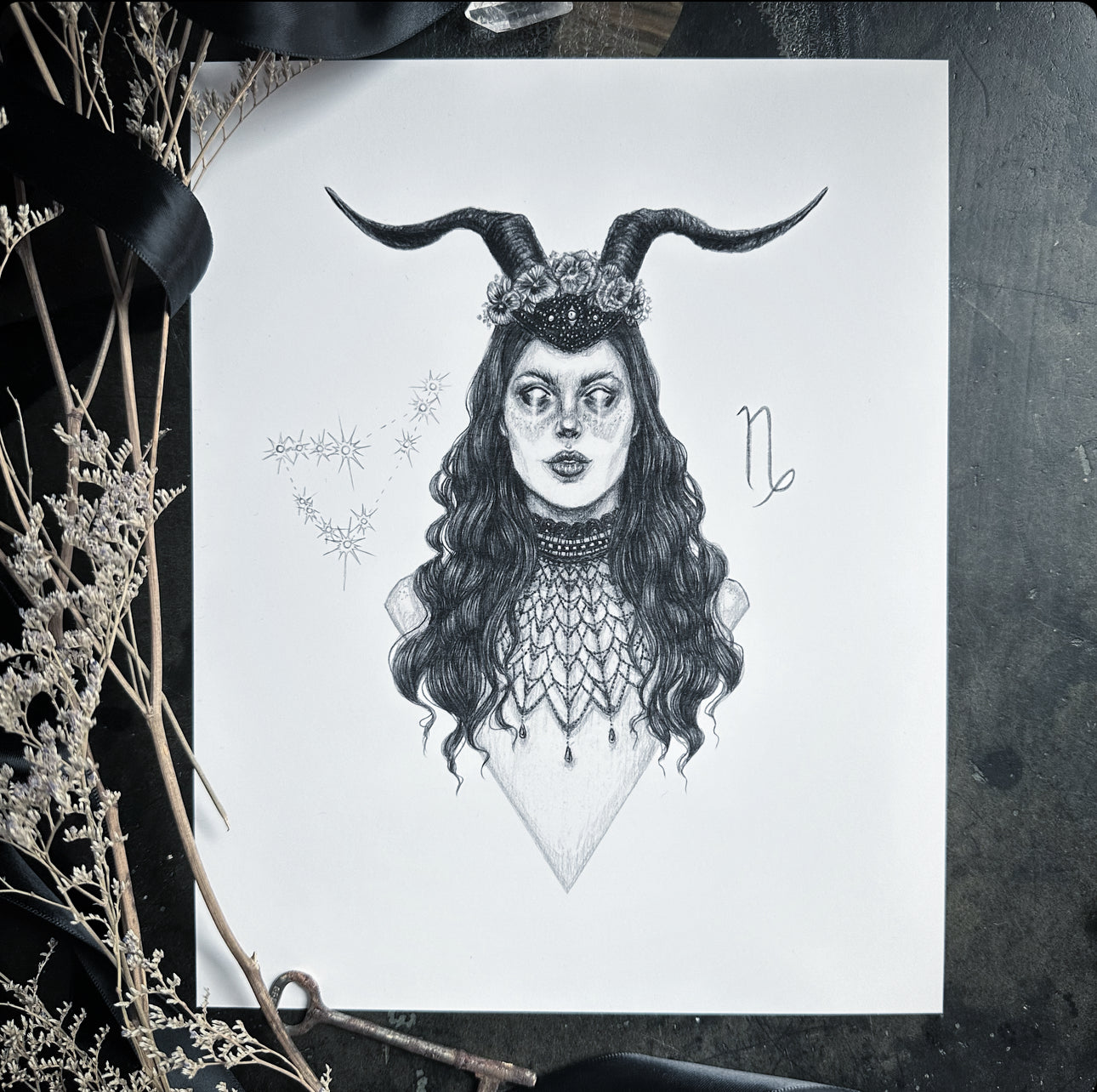 Capricorn Zodiac Goddess - Fine Art Print