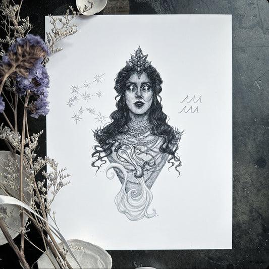 Aquarius Zodiac Goddess - Fine Art Print