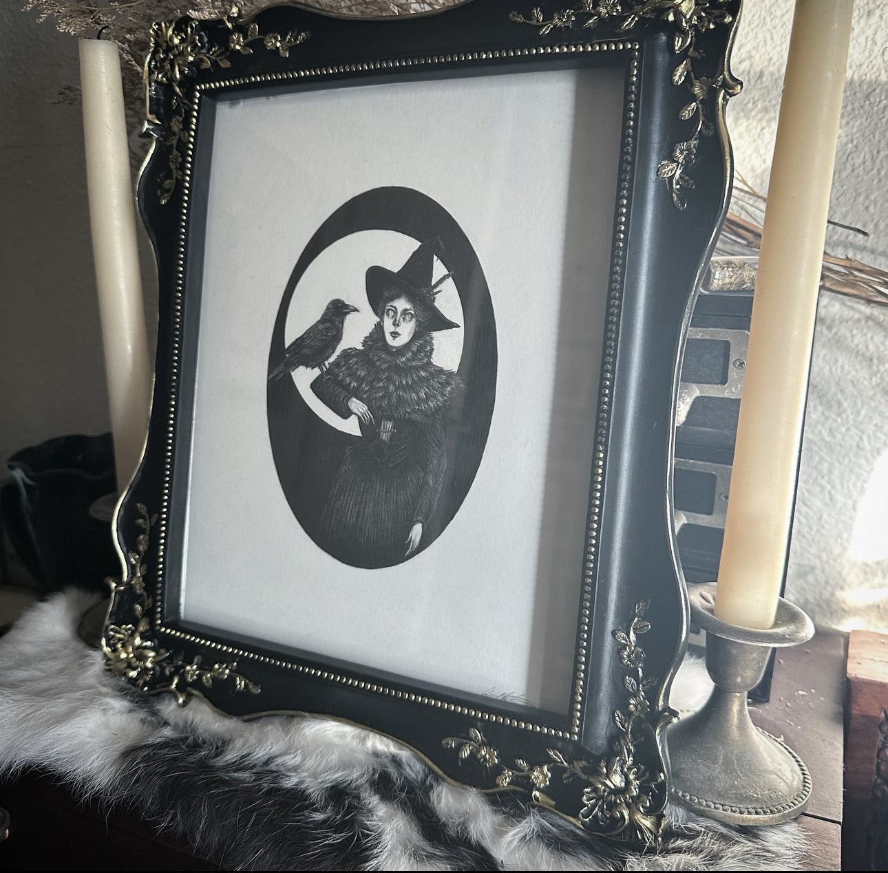 Akiko and Ambrose - Framed Original Graphite Drawing by Caitlin McCarthy