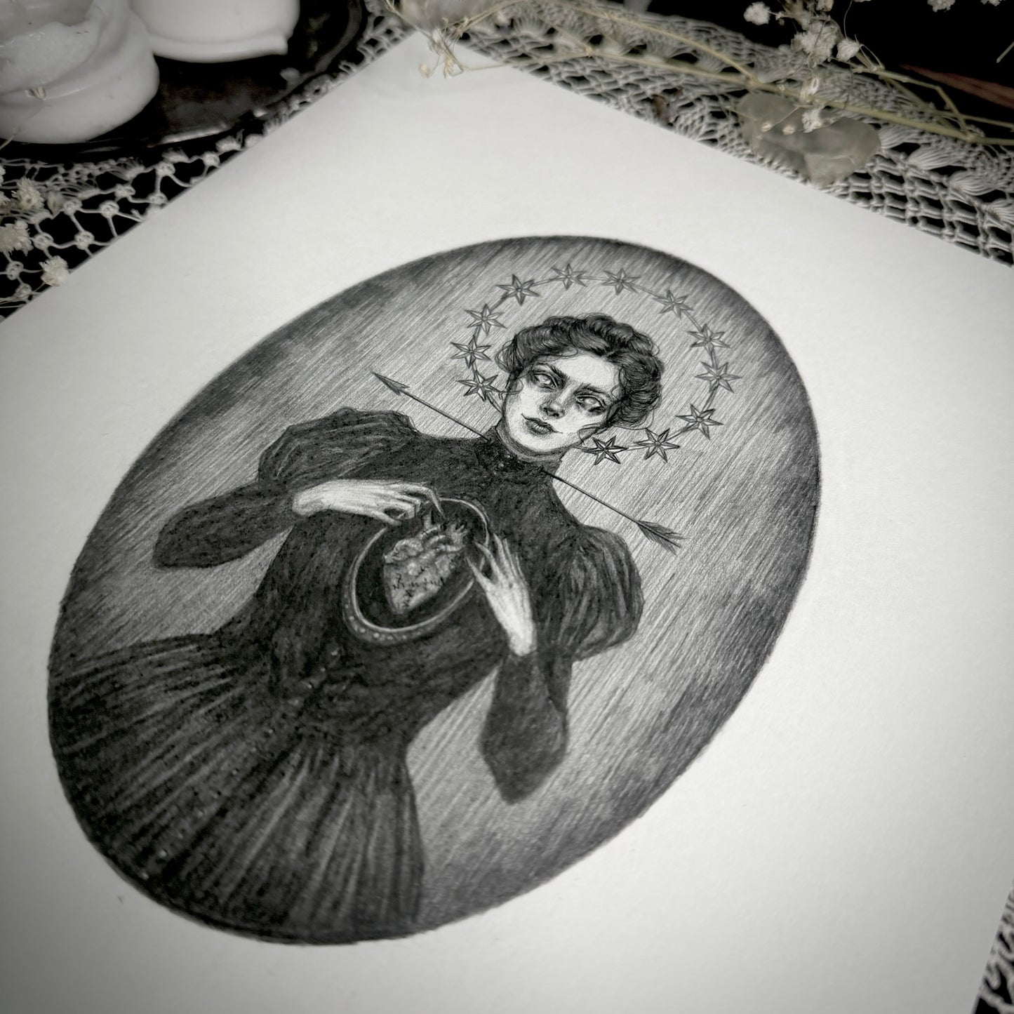 The Martyr - Original Graphite Drawing by Caitlin McCarthy