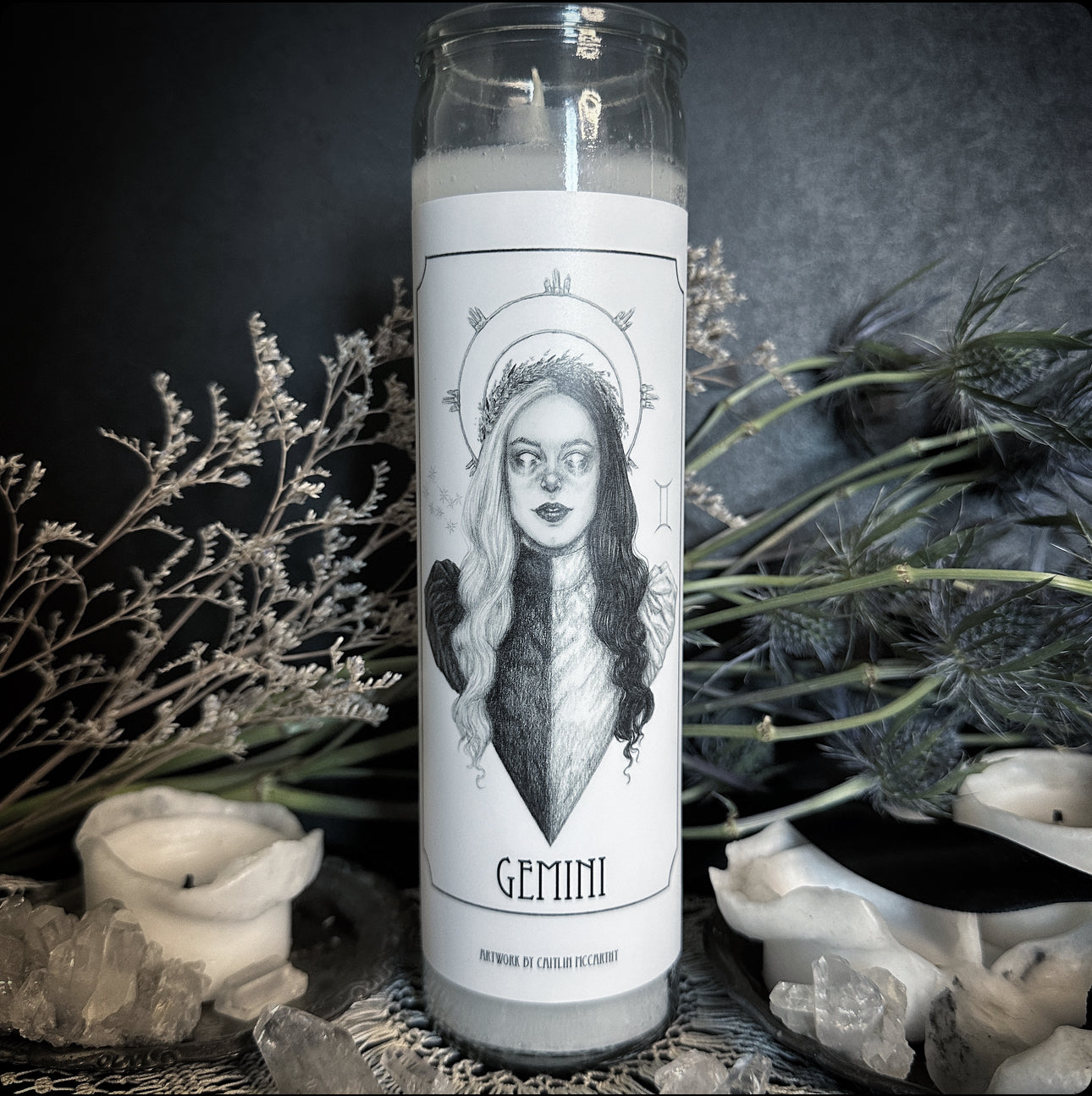 Gemini Devotional Candle Sticker - 3x6” High Quality Vinyl Sticker