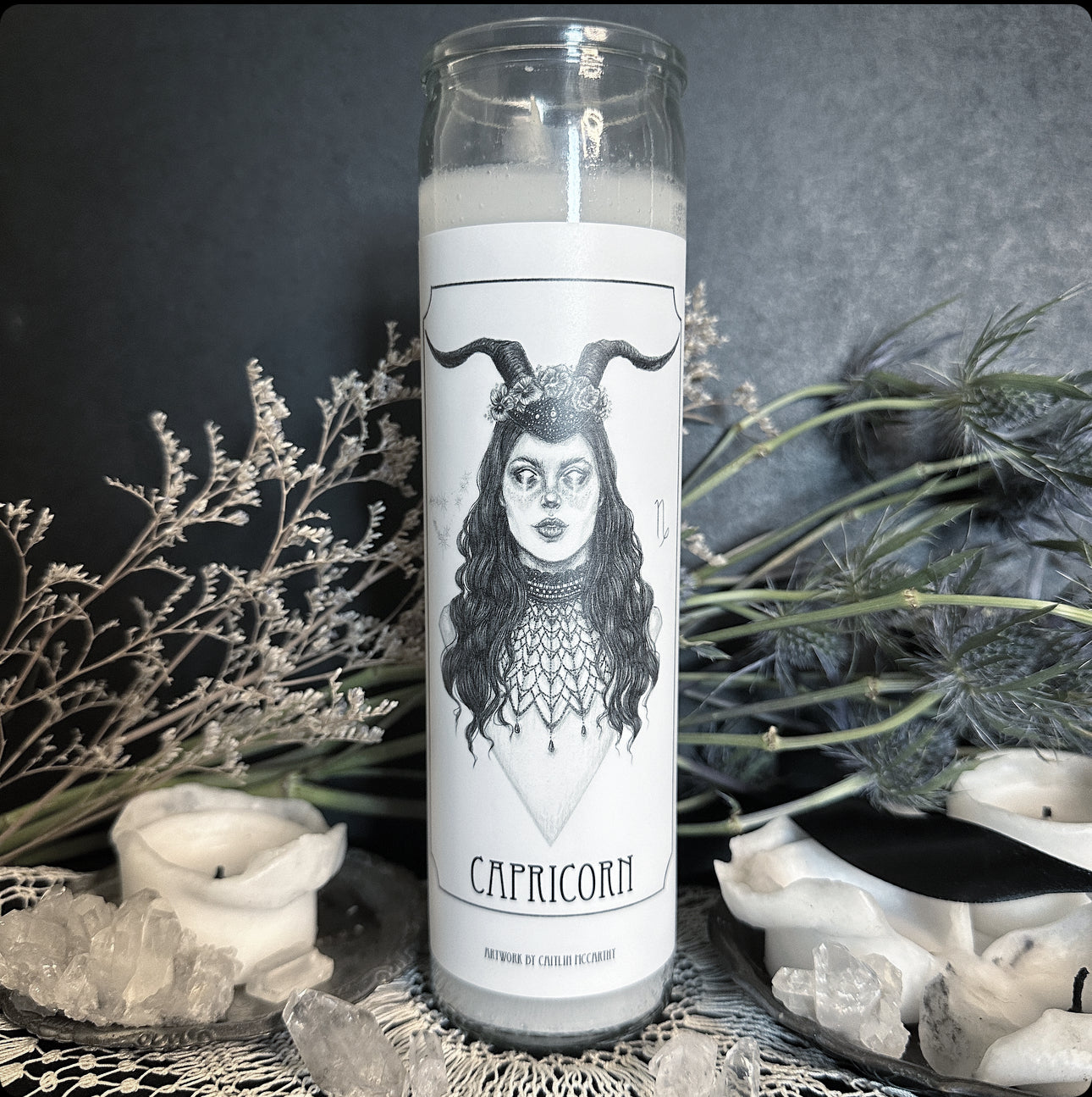 Capricorn Devotional Candle Sticker - 3x6” High Quality Vinyl Sticker