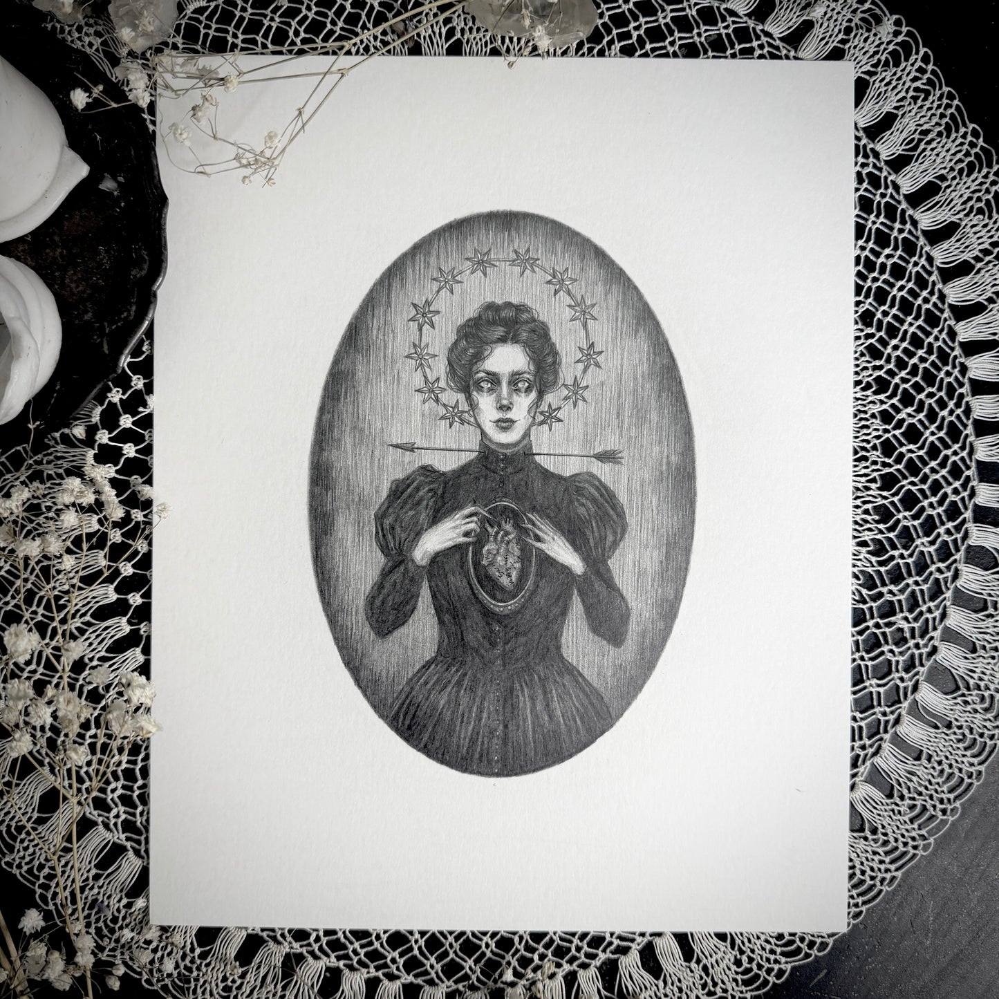 The Martyr - Original Graphite Drawing by Caitlin McCarthy