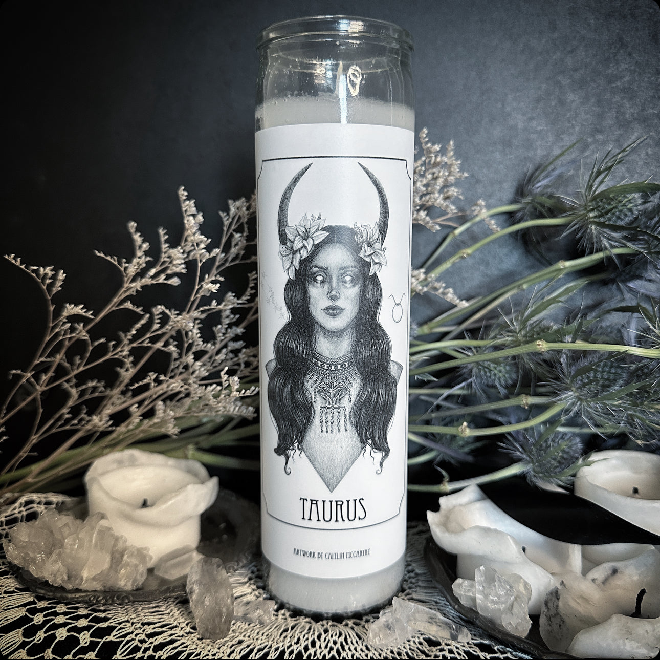 Taurus Devotional Candle Sticker - 3x6” High Quality Vinyl Sticker