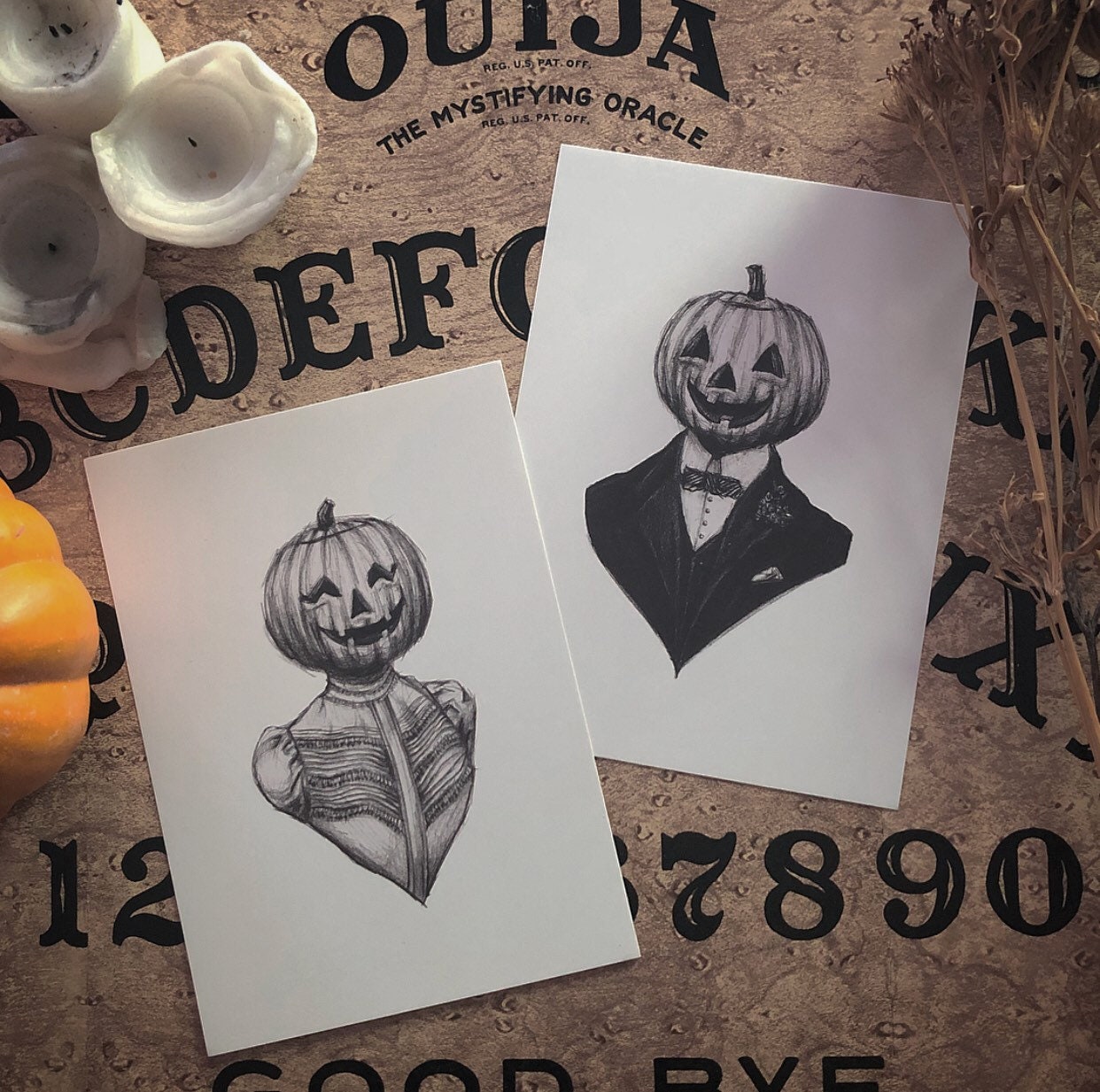 Husband & Wife Pumpkin Couple Print Set