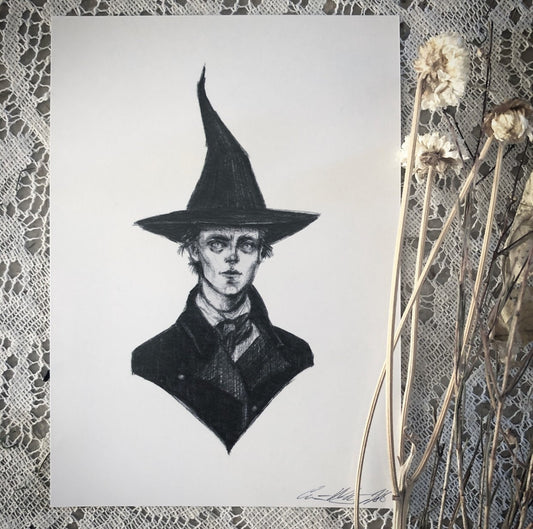 Poor Sad Little Witch Boy- Fine Art Print