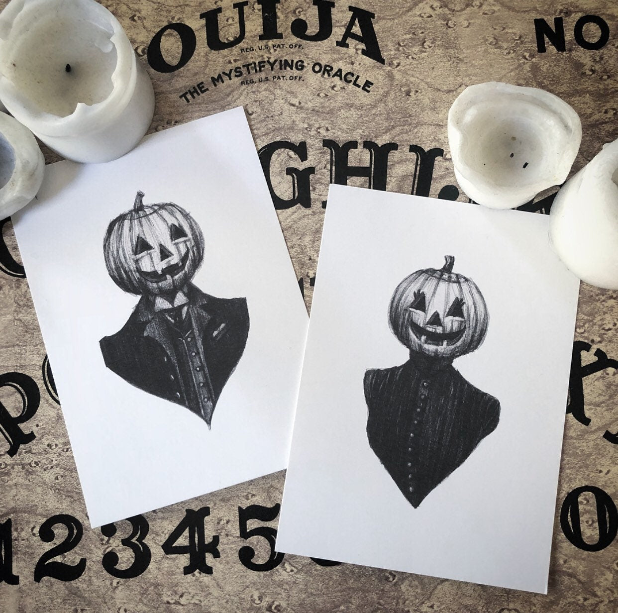 Husband & Wife Pumpkin Couple Print Set