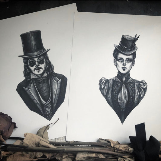 Dracula and Mina Fine Art Print Set - Bram Stoker’s Dracula