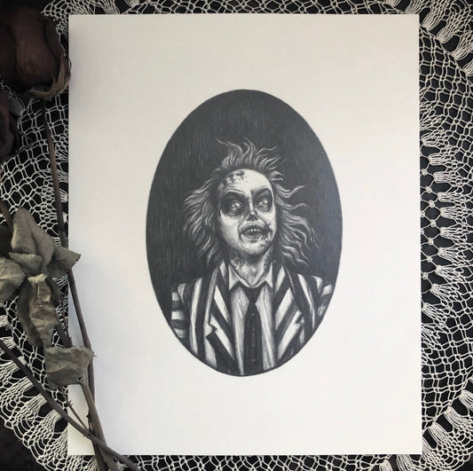 Beetlejuice - Original Graphite Drawing by Caitlin McCarthy