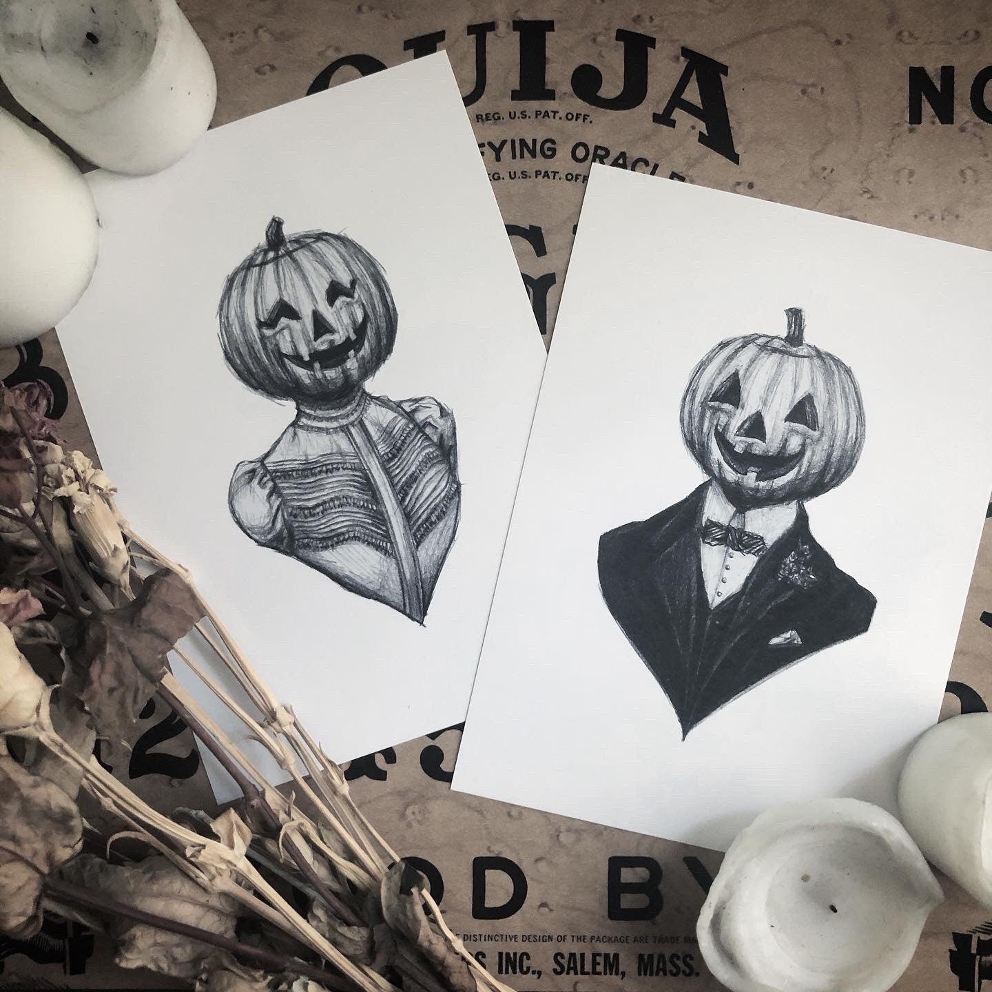 Husband & Wife Pumpkin Couple Print Set