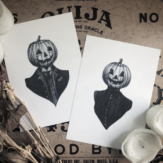 Husband & Wife Pumpkin Couple Print Set