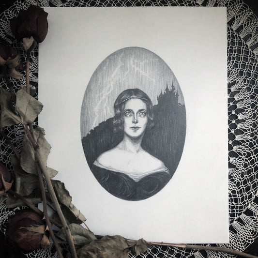 Mary Shelley - Original Drawing by Caitlin McCarthy