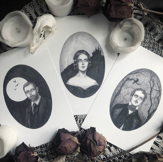 Greats of Gothic Literature 3 Print Set - Mary Shelley, Edgar Allan Poe, & Bram Stoker