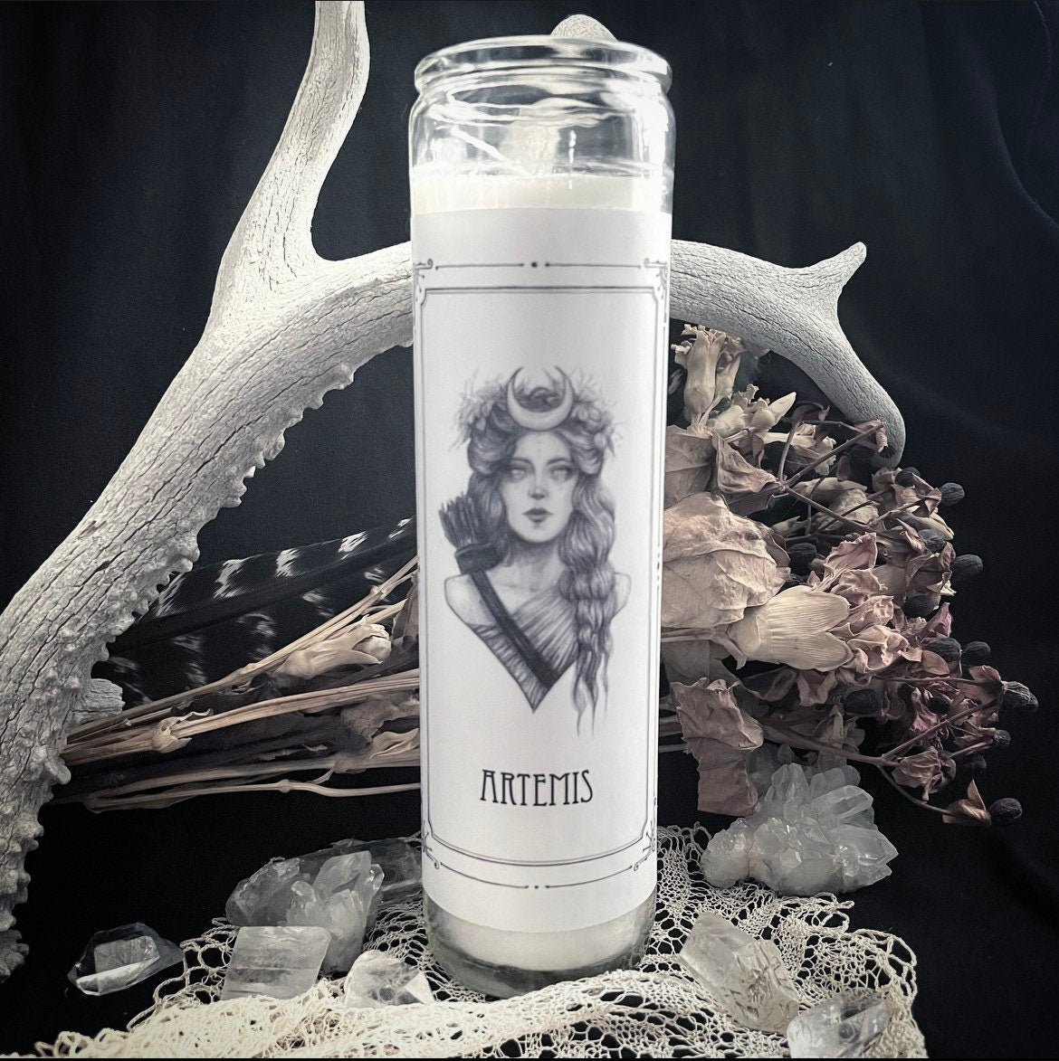 Artemis Devotional Candle Sticker - 3x6” High Quality Vinyl Sticker